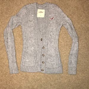 gray cardigan